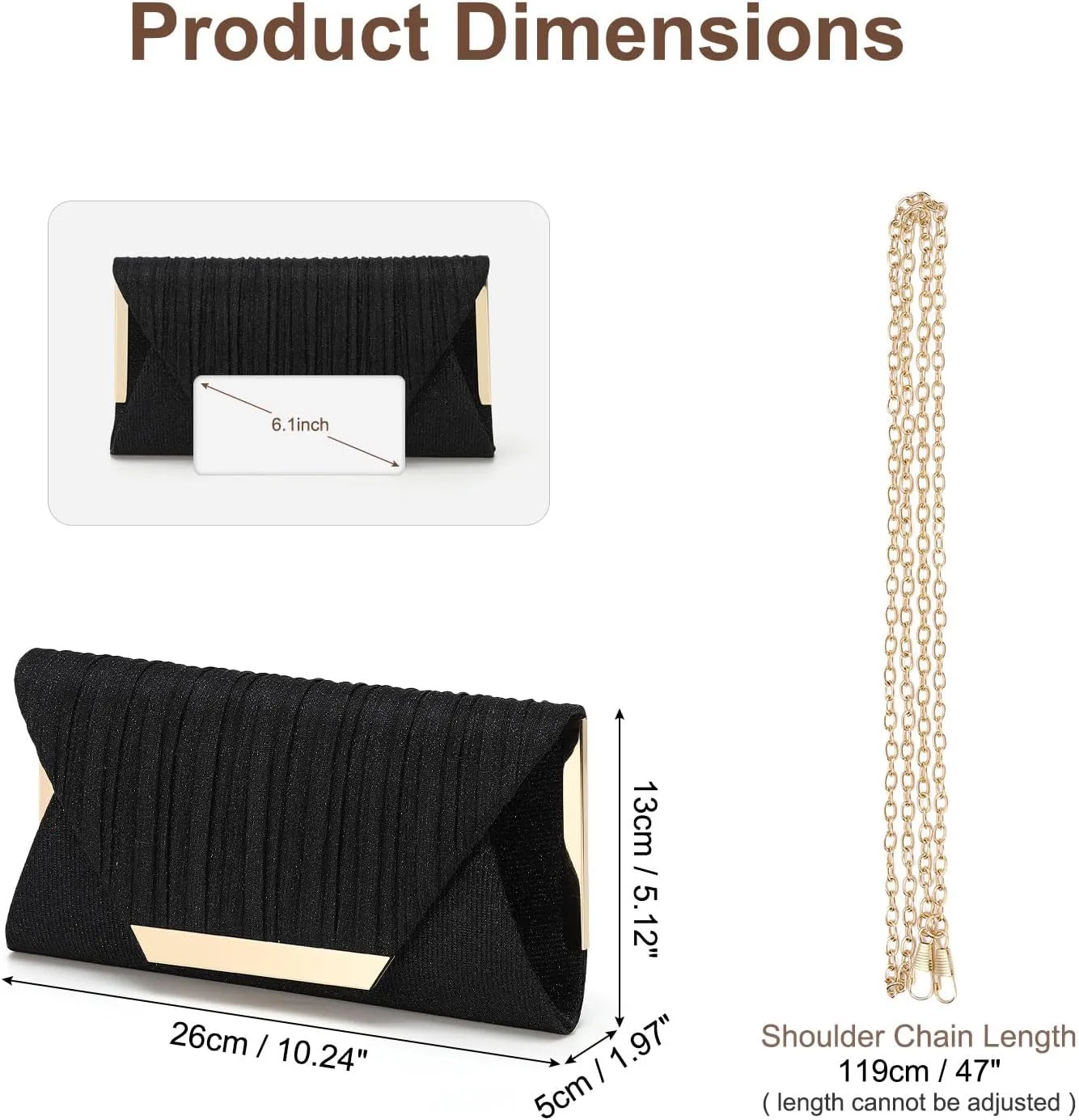 Evening Bags Clutch Purses for Women Formal, Purse Handbag Crossbody Bag with Chain Strap Shoulder Bag Sparkly for Wedding Guest Party Black