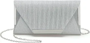 Evening Bags Clutch Purses for Women Formal, Purse Handbag Crossbody Bag with Chain Strap Shoulder Bag Sparkly for Wedding Guest Party Silver