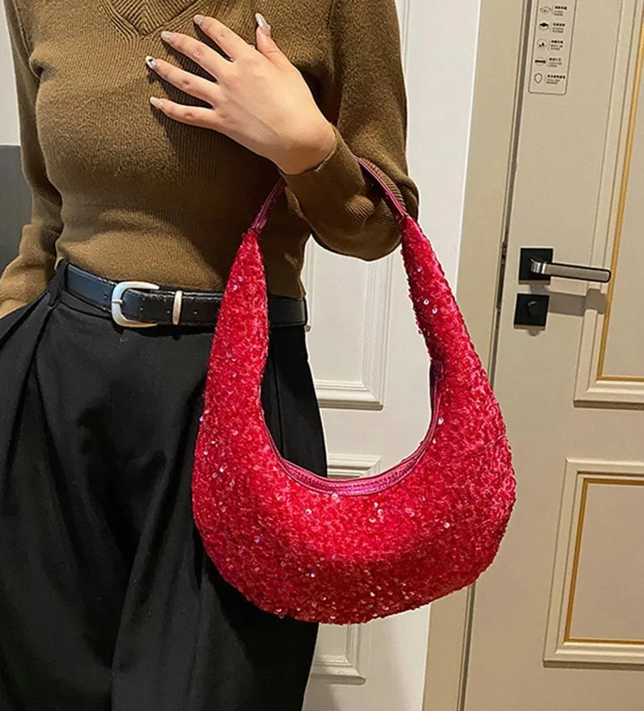 Evening Bags for Women Shiny Tote Hobo Purse Sparkly Satchel Metallic Handbag Clutch Shoulder Bag