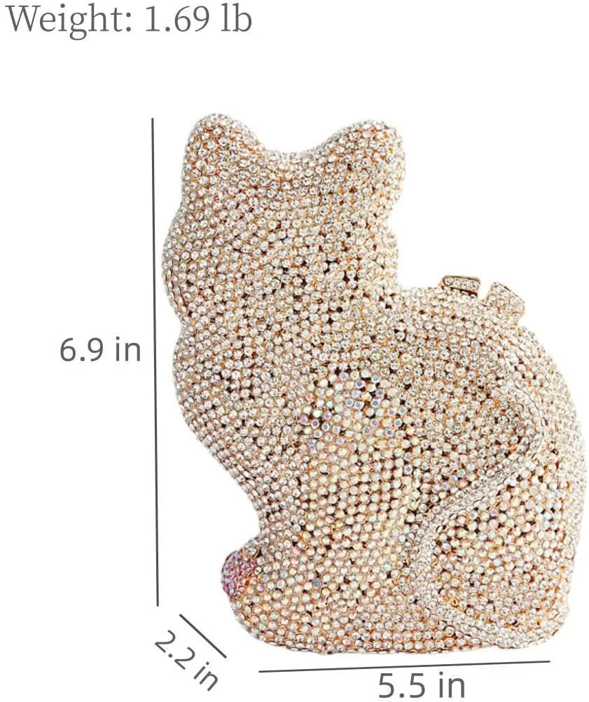 Evening Clutch Bags Bling Cocktail Party Rhinestone Handbag Crystal Cat Shape Crossbody bag