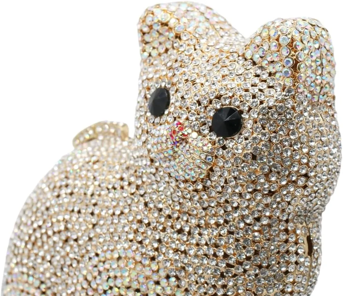 Evening Clutch Bags Bling Cocktail Party Rhinestone Handbag Crystal Cat Shape Crossbody bag