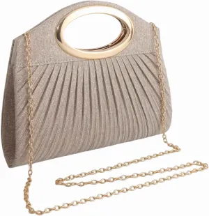 evening clutch bags for women formal, cute mini sparkly champagne clutch wedding guest purse with chain strap, elegant party bags