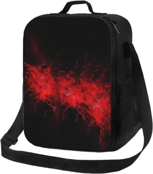 Explosion Burst Red Black Lunch Bag for Men Women Insulated Lunch Box for Adult Reusable Lunch Tote Bags Large Capacity Lunch Case Leakproof Cooler Lunch Container for Work Travel Office
