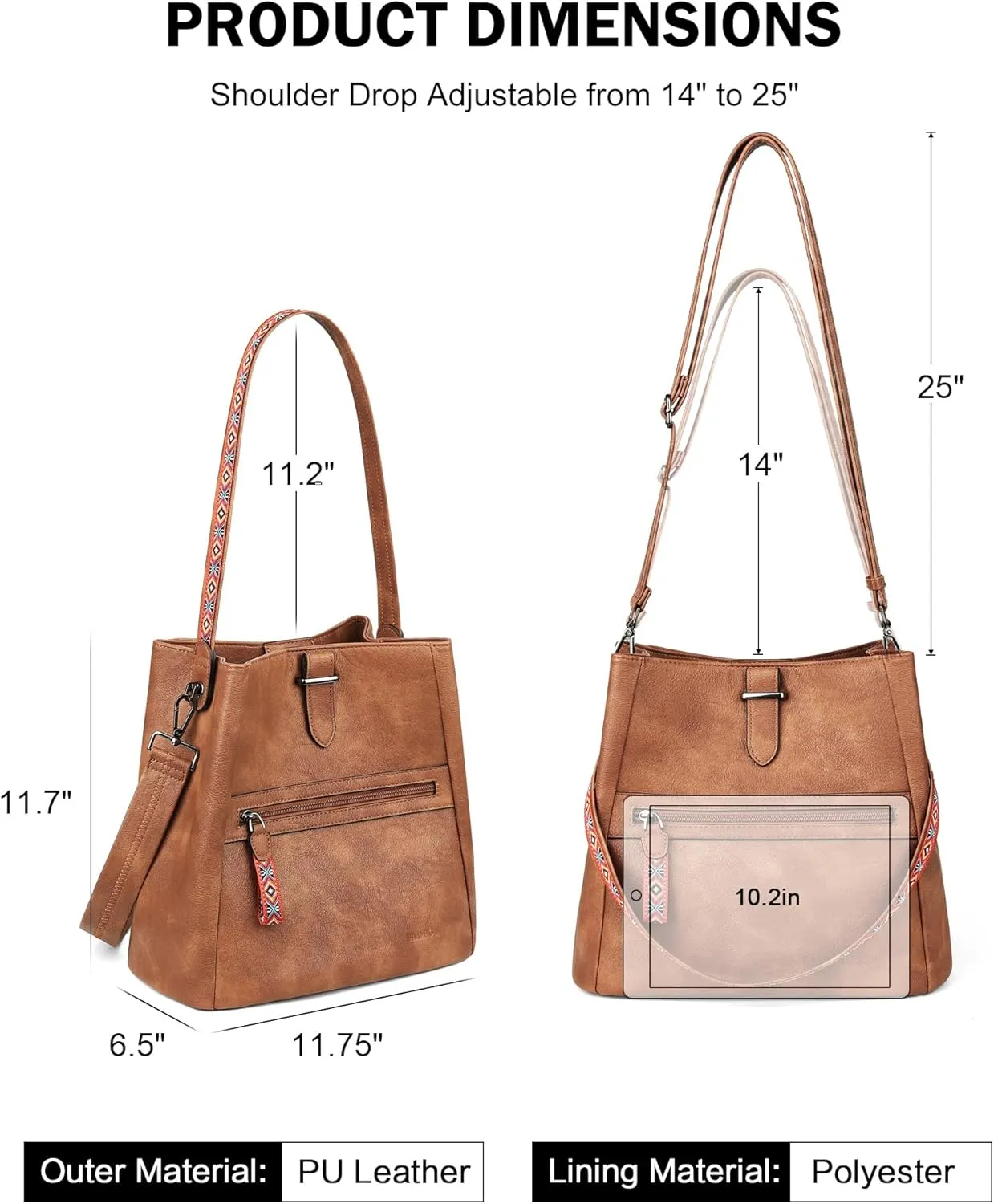 FADEON Bucket Bag for Women Purses and Handbags Designer Hobo Bags for Women Crossbody PU Leather Shoulder Bag Trendy