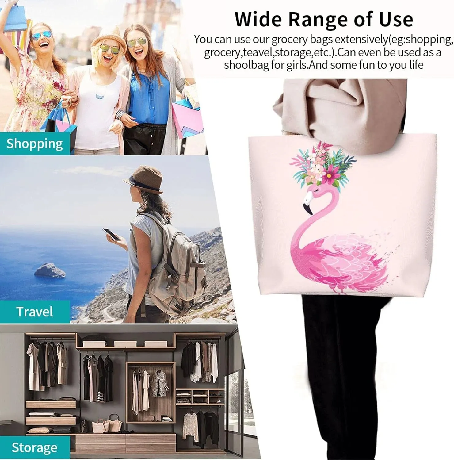 Famame Canvas Tote Bag Large Women Casual Shoulder Bag Handbag Reusable Multipurpose Shopping Grocery Bag For Outdoors…