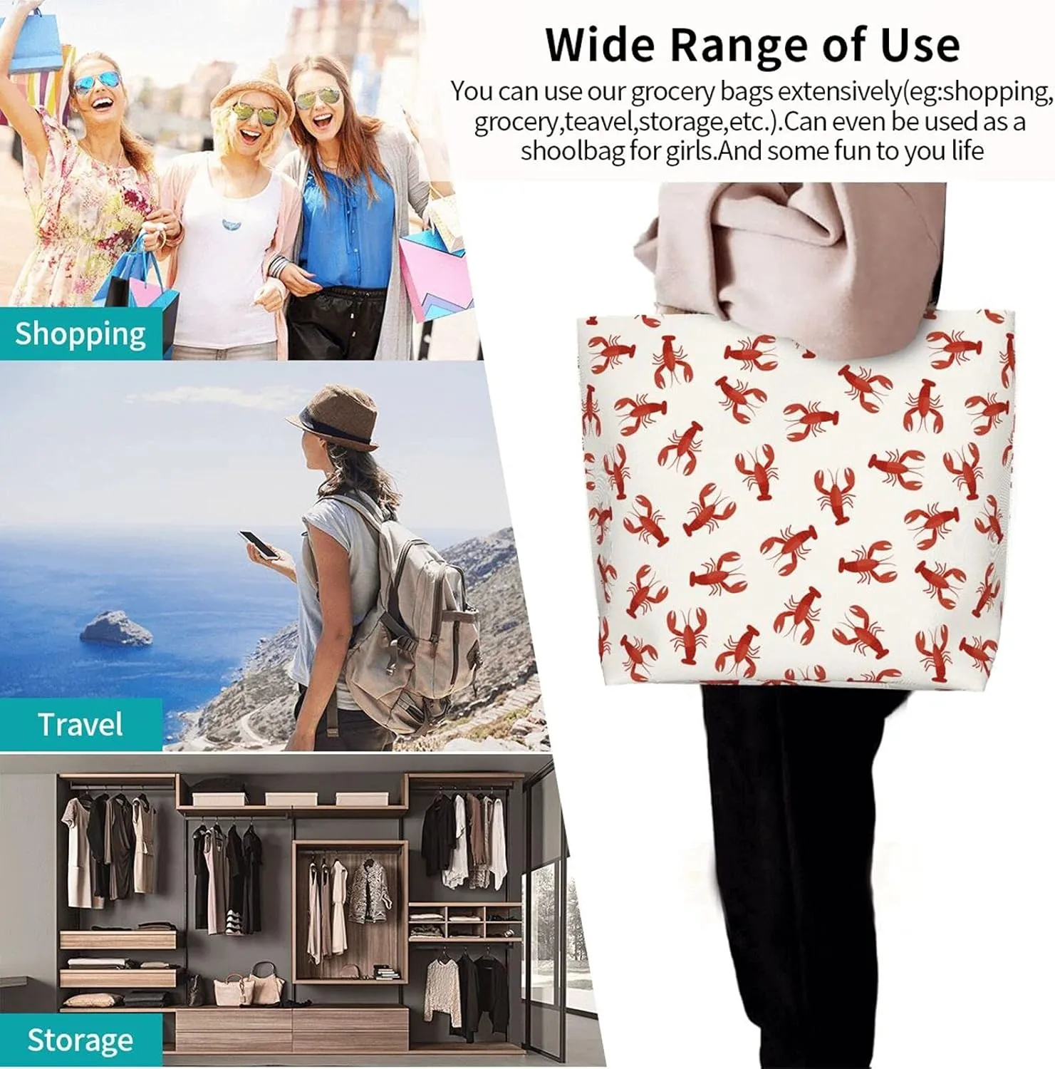 Famame Canvas Tote Bag Large Women Casual Shoulder Bag Handbag Reusable Multipurpose Shopping Grocery Bag For Outdoors…