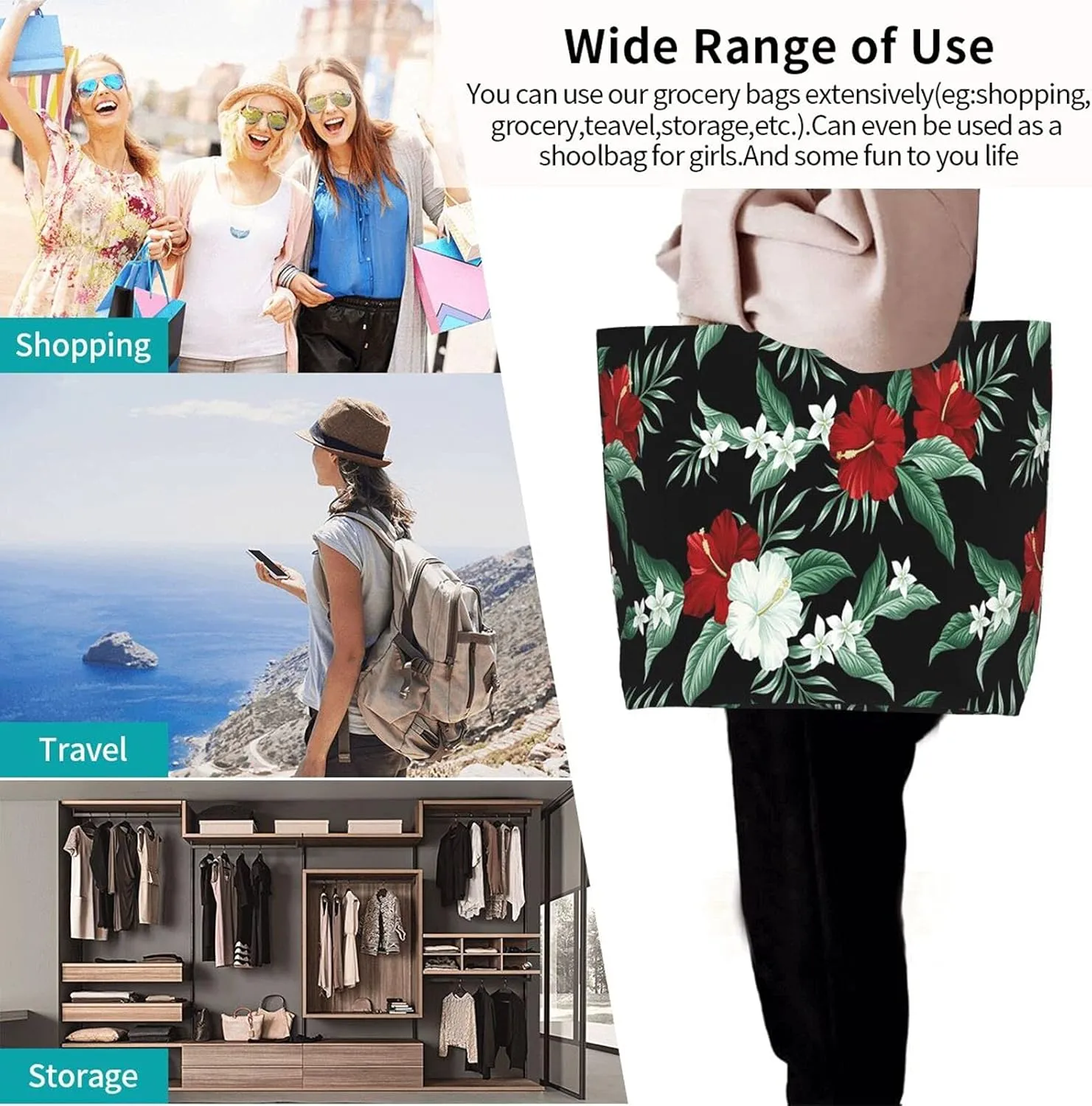 Famame Canvas Tote Bag Large Women Casual Shoulder Bag Handbag Reusable Multipurpose Shopping Grocery Bag For Outdoors…