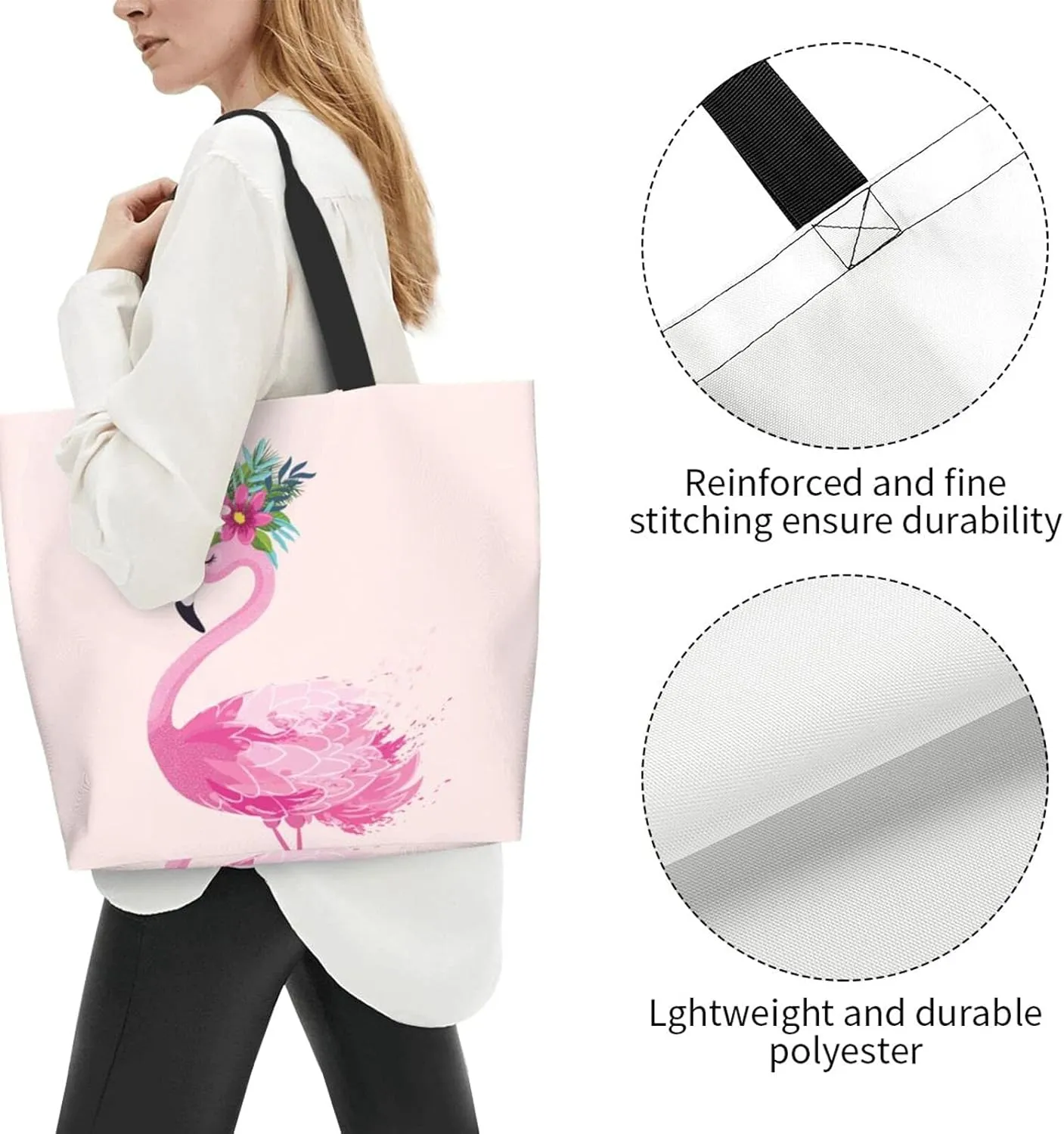 Famame Canvas Tote Bag Large Women Casual Shoulder Bag Handbag Reusable Multipurpose Shopping Grocery Bag For Outdoors…