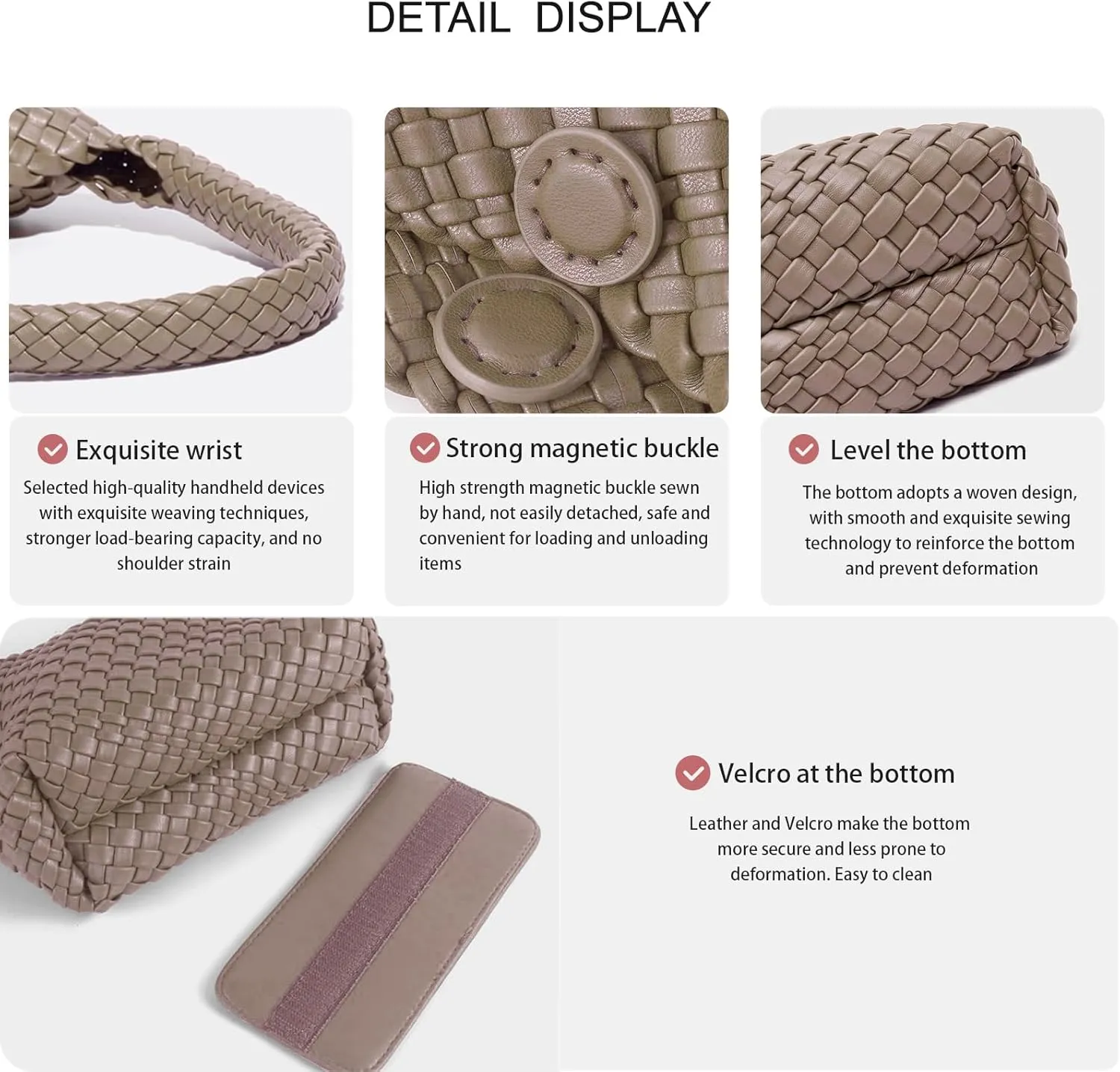 Fashion Designer Handbags and Purses, Women Shoulder Bag, Casual Hand Woven Shopping Tote Hobo, Ladies Underarm Bags