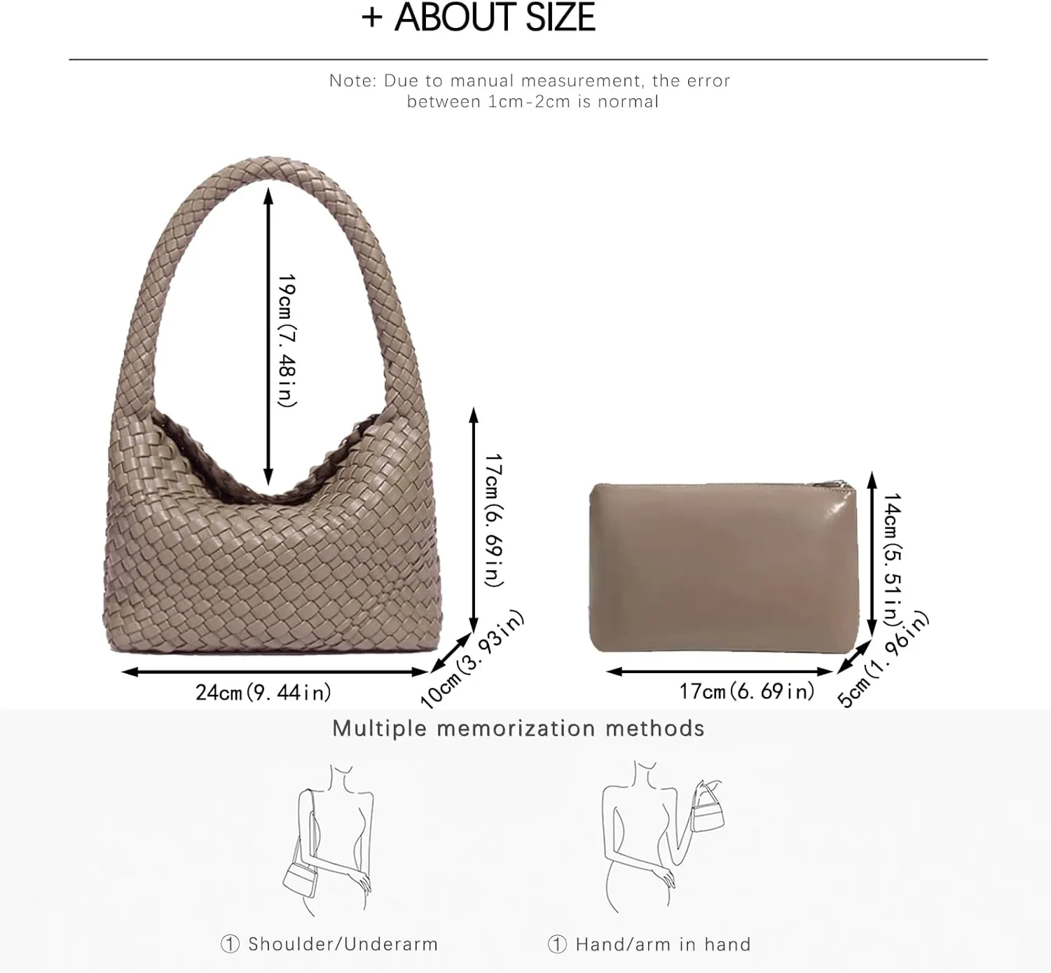 Fashion Designer Handbags and Purses, Women Shoulder Bag, Casual Hand Woven Shopping Tote Hobo, Ladies Underarm Bags