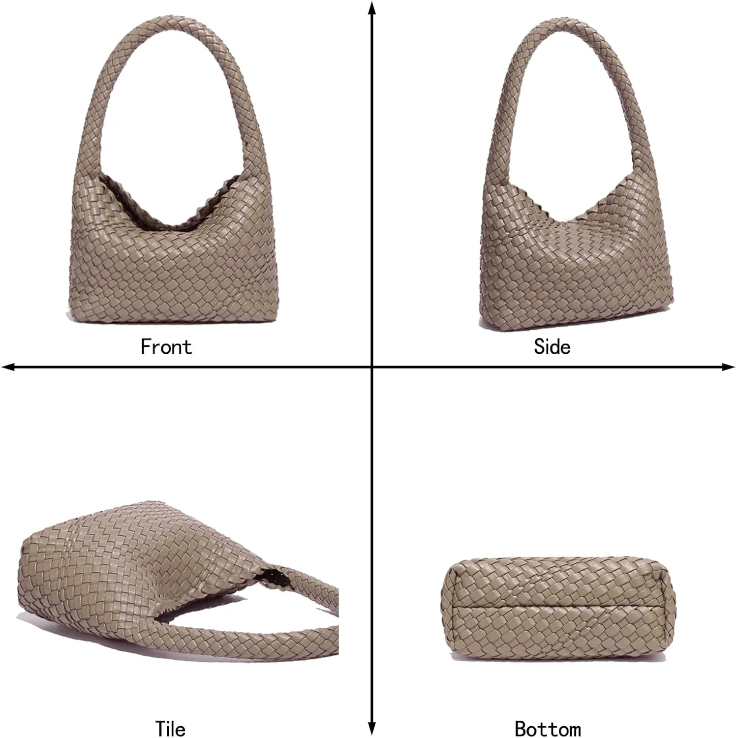 Fashion Designer Handbags and Purses, Women Shoulder Bag, Casual Hand Woven Shopping Tote Hobo, Ladies Underarm Bags