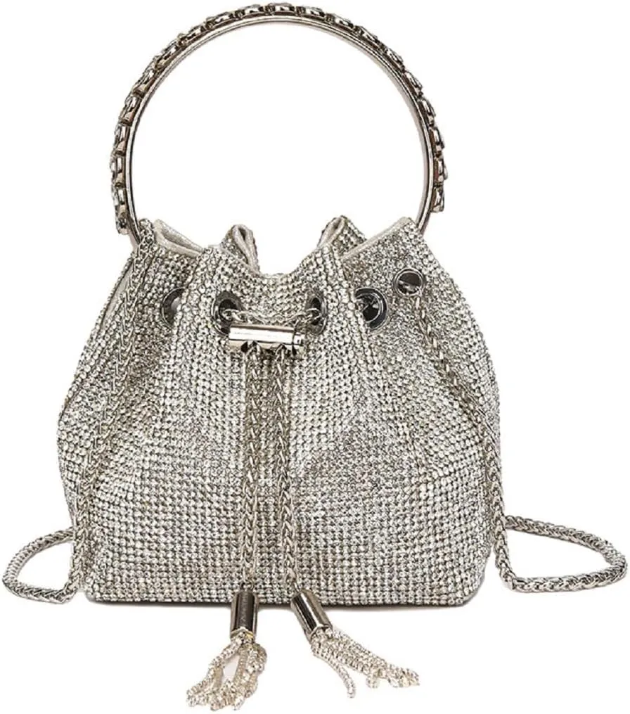 Fashion Women Luxury Crystal Evening Clutch Bag for Prom Cocktail Party Wedding Engagement Crossbody Chain Bag