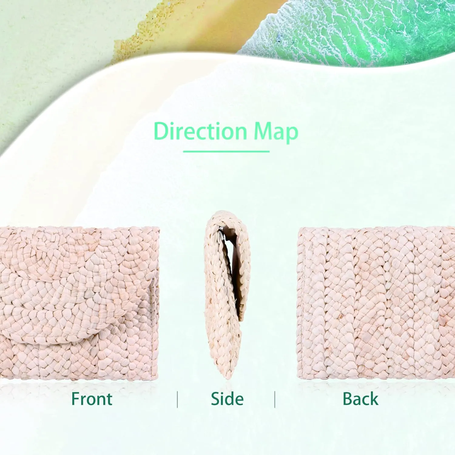 Fecialy Straw Clutch Purses Straw Purses for Women Envelope Woven Clutch Handbags Summer Beach Bags