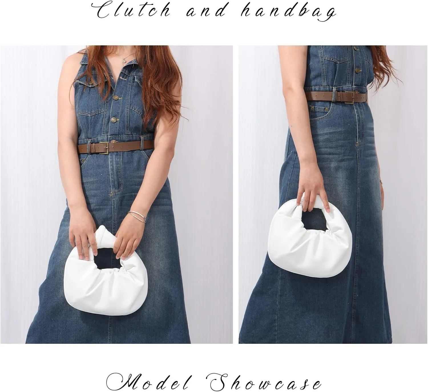 Fecialy Women's Ruched Clutch Purse PU Leather Hobo Handbag Knot Formal Evening Bag Pleated Bag