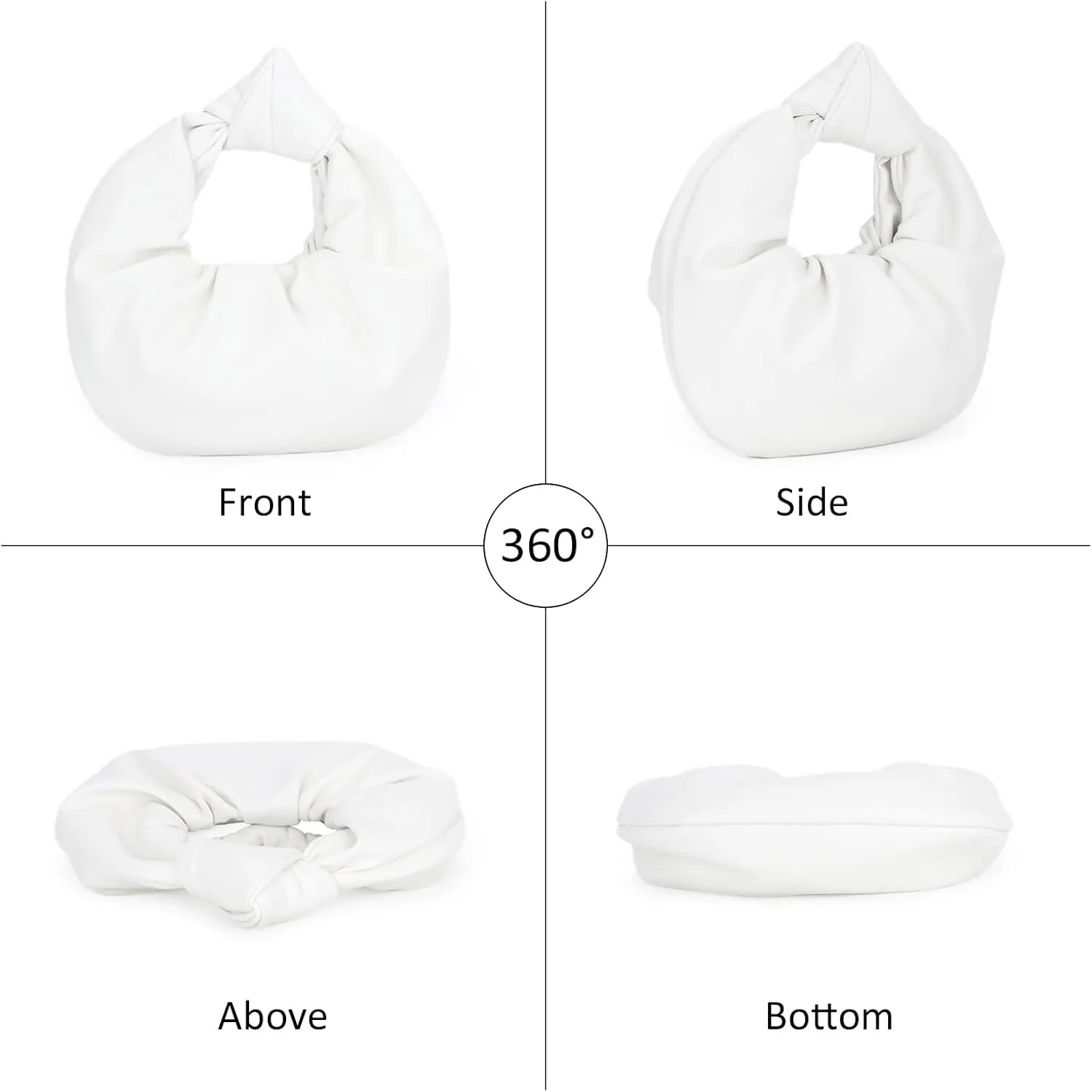 Fecialy Women's Ruched Clutch Purse PU Leather Hobo Handbag Knot Formal Evening Bag Pleated Bag