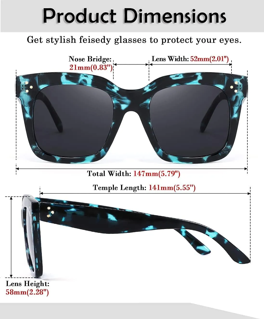 FEISEDY Vintage Women Butterfly Sunglasses Designer Luxury Square Gradient Sun Glasses Shades B2486