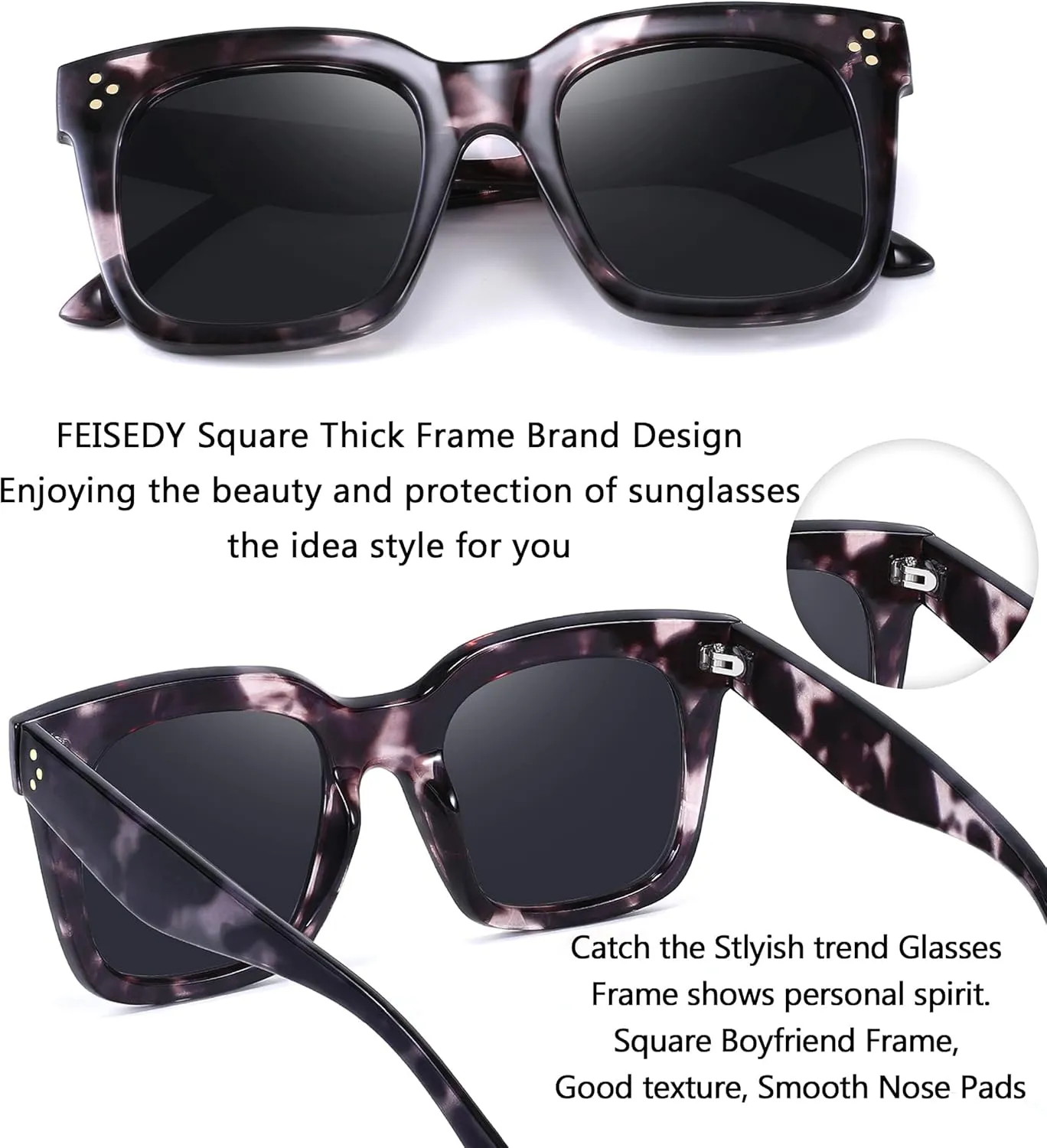 FEISEDY Vintage Women Butterfly Sunglasses Designer Luxury Square Gradient Sun Glasses Shades B2486