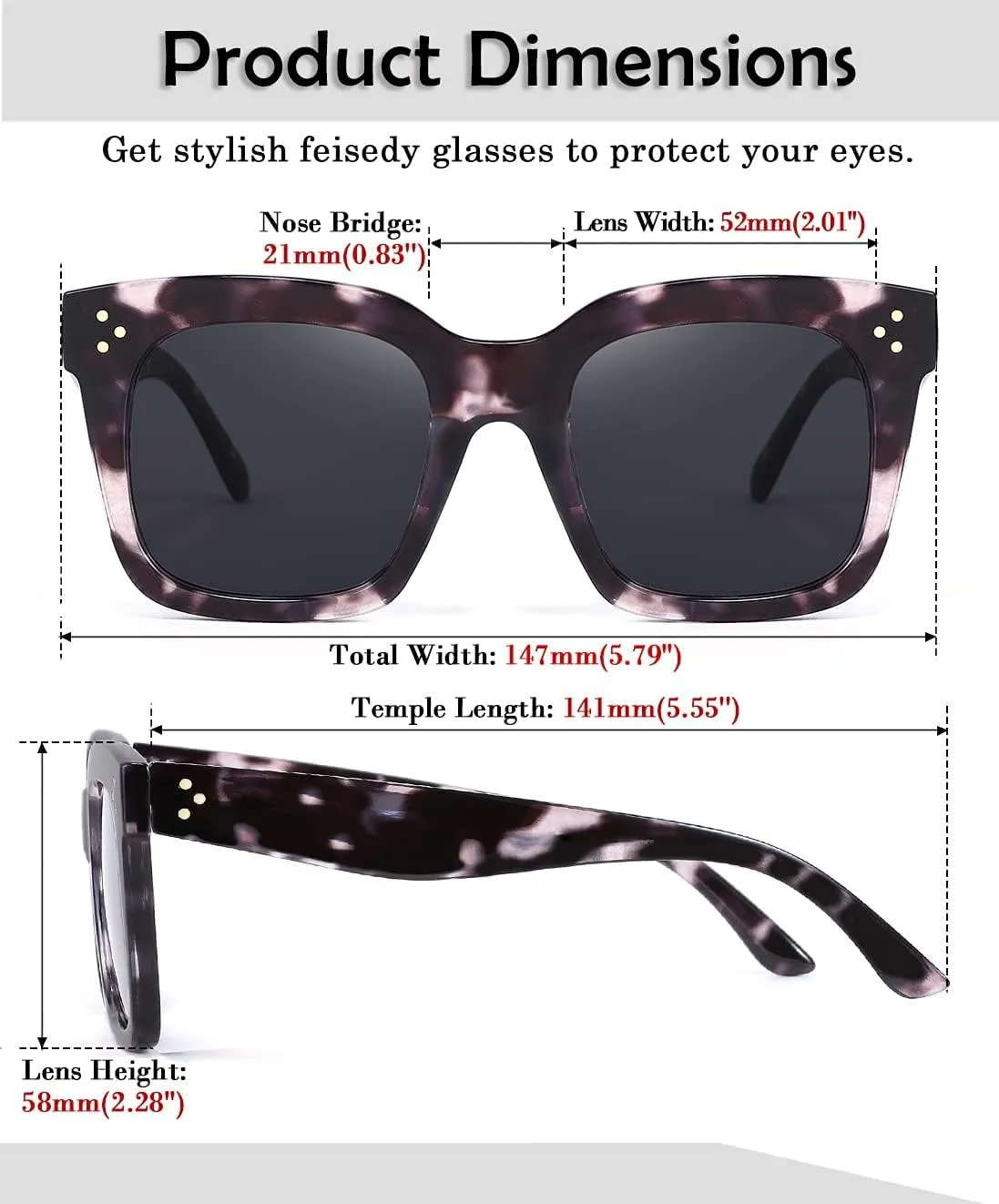 FEISEDY Vintage Women Butterfly Sunglasses Designer Luxury Square Gradient Sun Glasses Shades B2486