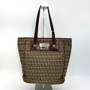 Fendi Leather-Trimmed Zucchino Shopping Tote - Brown Totes, Handbags fe9922xs