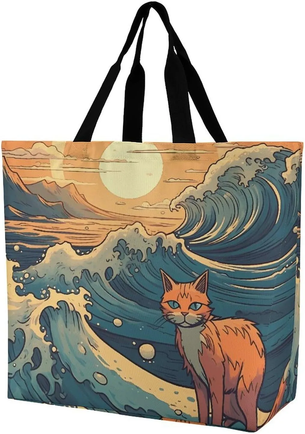 Fire And Ice Dragons Tote Bag for Women Reusable Grocery Shoulder Bags Shopping Bag for Travel, Groceries