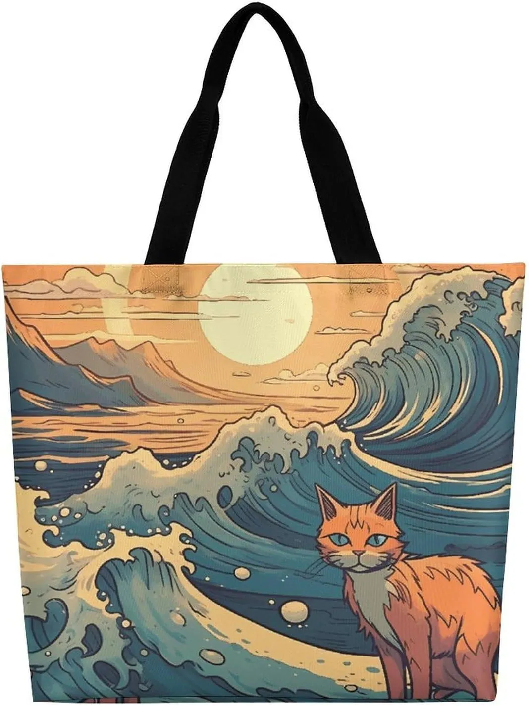 Fire And Ice Dragons Tote Bag for Women Reusable Grocery Shoulder Bags Shopping Bag for Travel, Groceries