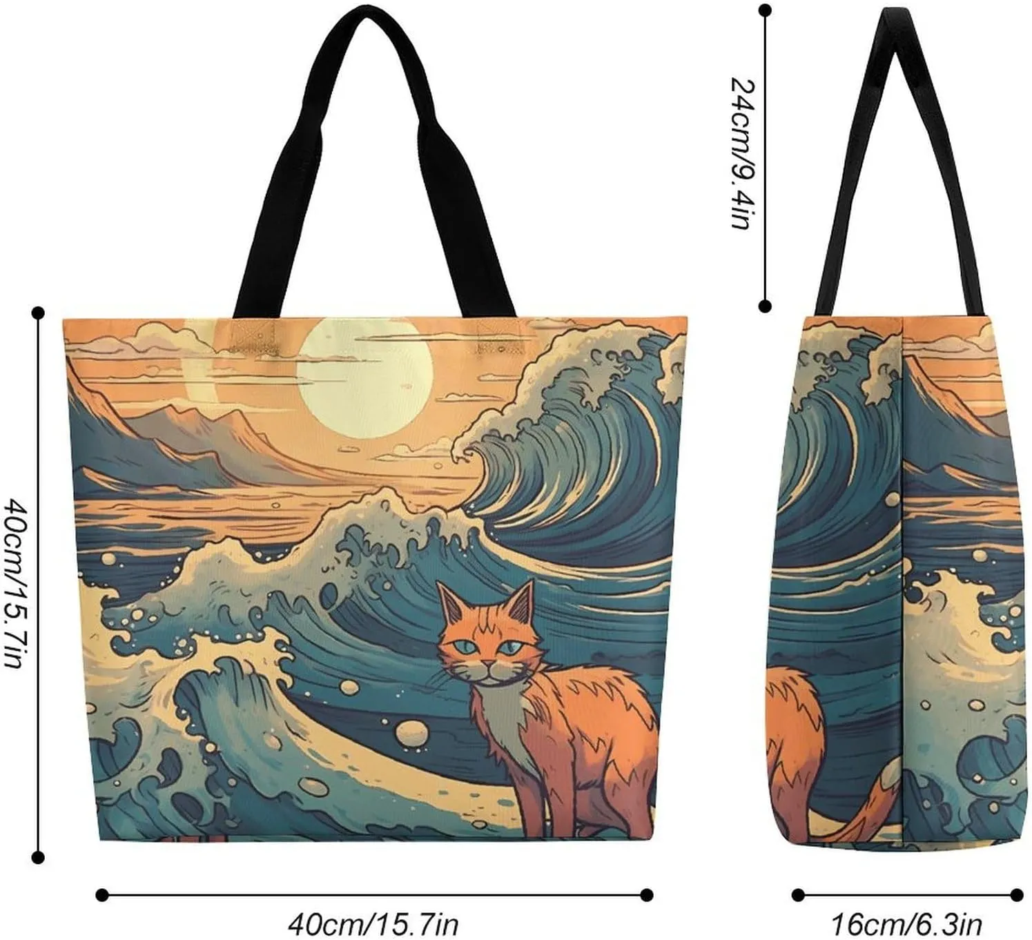 Fire And Ice Dragons Tote Bag for Women Reusable Grocery Shoulder Bags Shopping Bag for Travel, Groceries