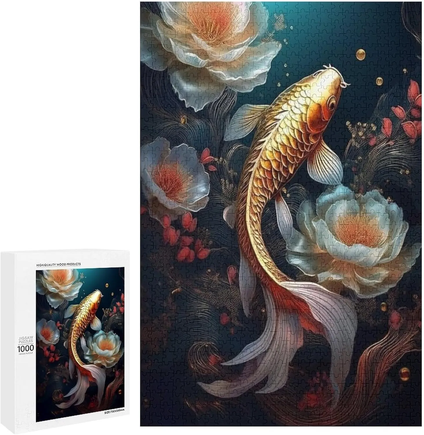 Fish 1000 Piece Jigsaw Puzzles for Adults Jigsaw Puzzles 1000 Pieces and Up Puzzle Game for Family Parent-Child Holiday Puzzles for Educational Gift for Women Men 29.5x19.7 Inch