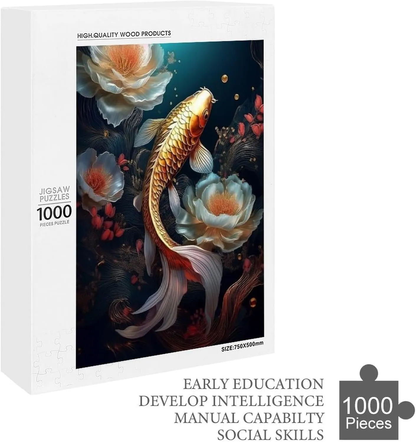 Fish 1000 Piece Jigsaw Puzzles for Adults Jigsaw Puzzles 1000 Pieces and Up Puzzle Game for Family Parent-Child Holiday Puzzles for Educational Gift for Women Men 29.5x19.7 Inch