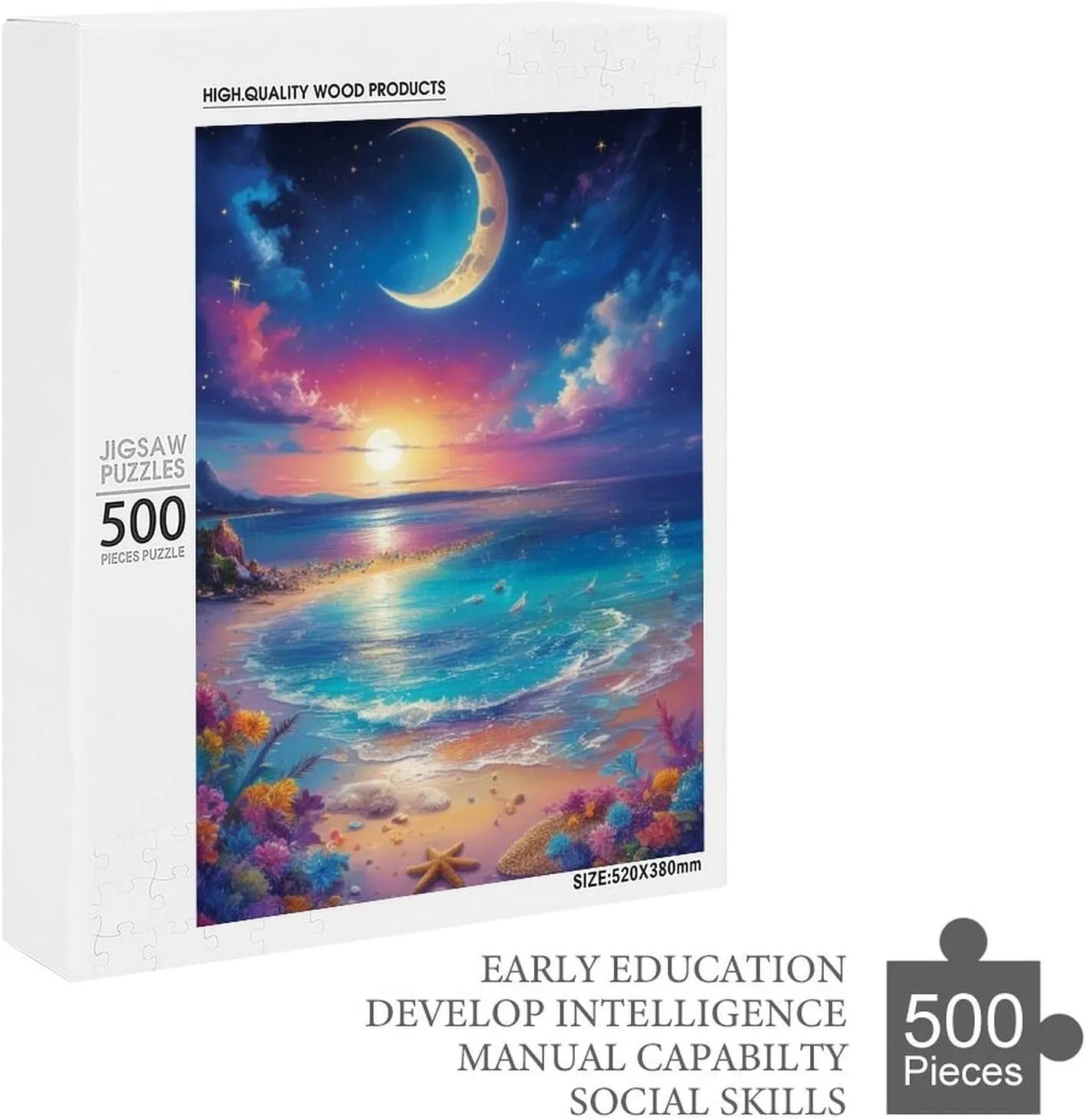 Fishing Lakeside Man Fish Lake Oil Painting Jigsaw Puzzles Holiday Puzzles for Adults 500 Pieces Puzzles Educational Games Gift for Elders Family Friend Gift for Women Men 20.5x15 Inch