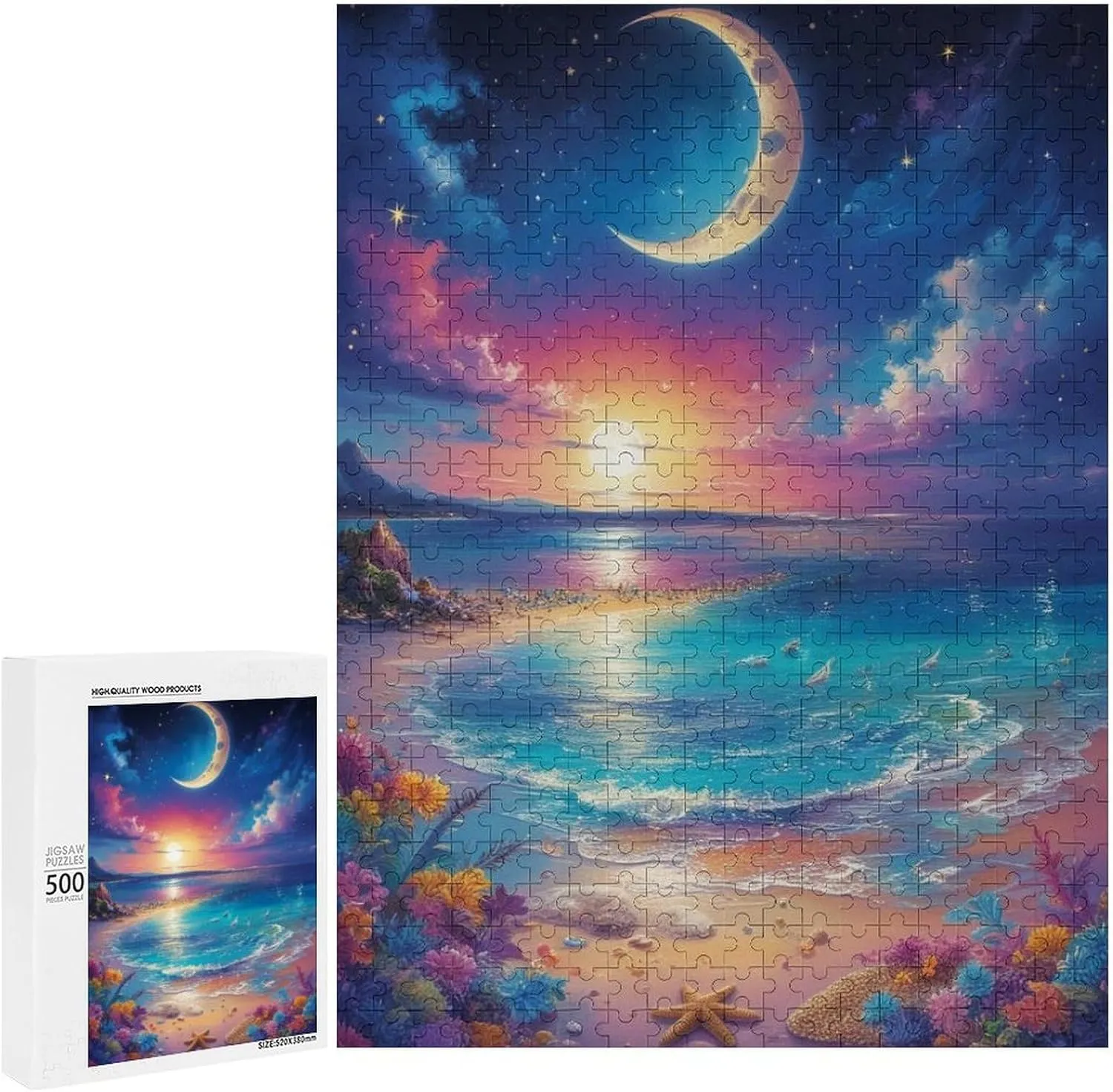 Fishing Lakeside Man Fish Lake Oil Painting Jigsaw Puzzles Holiday Puzzles for Adults 500 Pieces Puzzles Educational Games Gift for Elders Family Friend Gift for Women Men 20.5x15 Inch