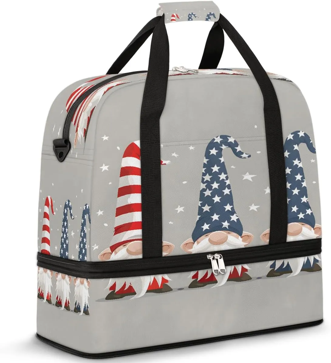 Flag Cute Dwarf Travel Duffle Bags With Shoes Compartment for Women Men Weekender Overnight Bag Foldable Sports Tote Gym Carry On Luggage Handlebag for Travel Yoga Hospital Workout