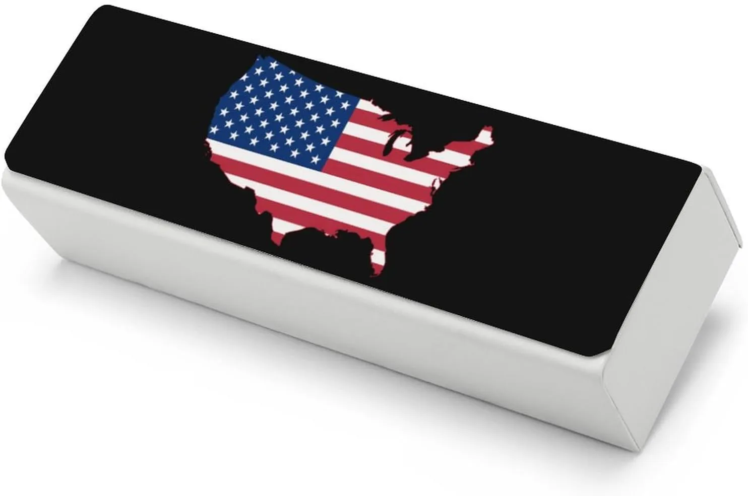 Flag Map of The United States Funny Glasses Case Hard Shell Eyeglasses Case Protector with Cleaning Cloth for Women and Men