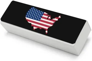 Flag Map of The United States Funny Glasses Case Hard Shell Eyeglasses Case Protector with Cleaning Cloth for Women and Men