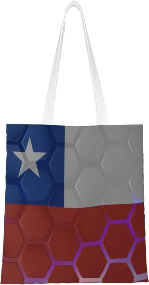 Flag Of Chile Tote Bag for Women Canvas Shopping Bags Reusable Large Capacity Casual Shoulder Handbags Grocery Bags DIY Gift Bags