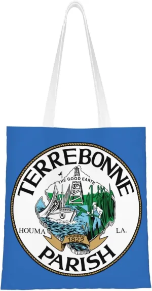 Flag Of Terrebonne Parish, Louisiana Tote Bag for Women Canvas Tote Bags Reusable Shopping Bags Use For Shopping The Tote Bag,Grocery Bags,DIY Gift Bags