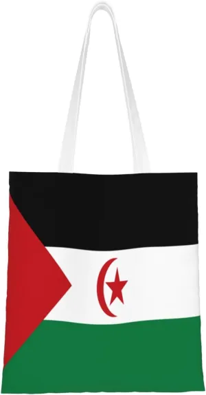 Flag of the Sahrawi Arab Democratic Republic Tote Bag for Women Canvas Shopping Bags Reusable Beach Bag Grocery Bags Tote Shoulder Bag Gift Bags
