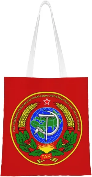 Flag Of The Tuvan People's Republic (1930-1935) Alternate Tote Bag for Women Canvas Shopping Bags Reusable Large Capacity Casual Shoulder Handbags Grocery Bags DIY Gift Bags
