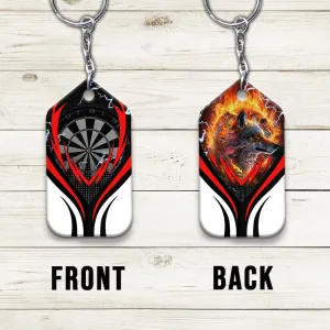 Flame Bullseye Dartboard Wolf And Darts Keychain For Dart Team Player