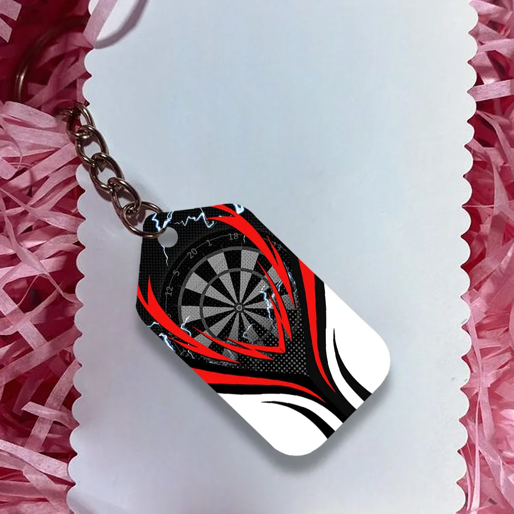 Flame Bullseye Dartboard Wolf And Darts Keychain For Dart Team Player