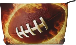 Flaming American Football printed Corduroy Makeup Bag Travel Toiletry Bag Cosmetic Bag Clutch Bag