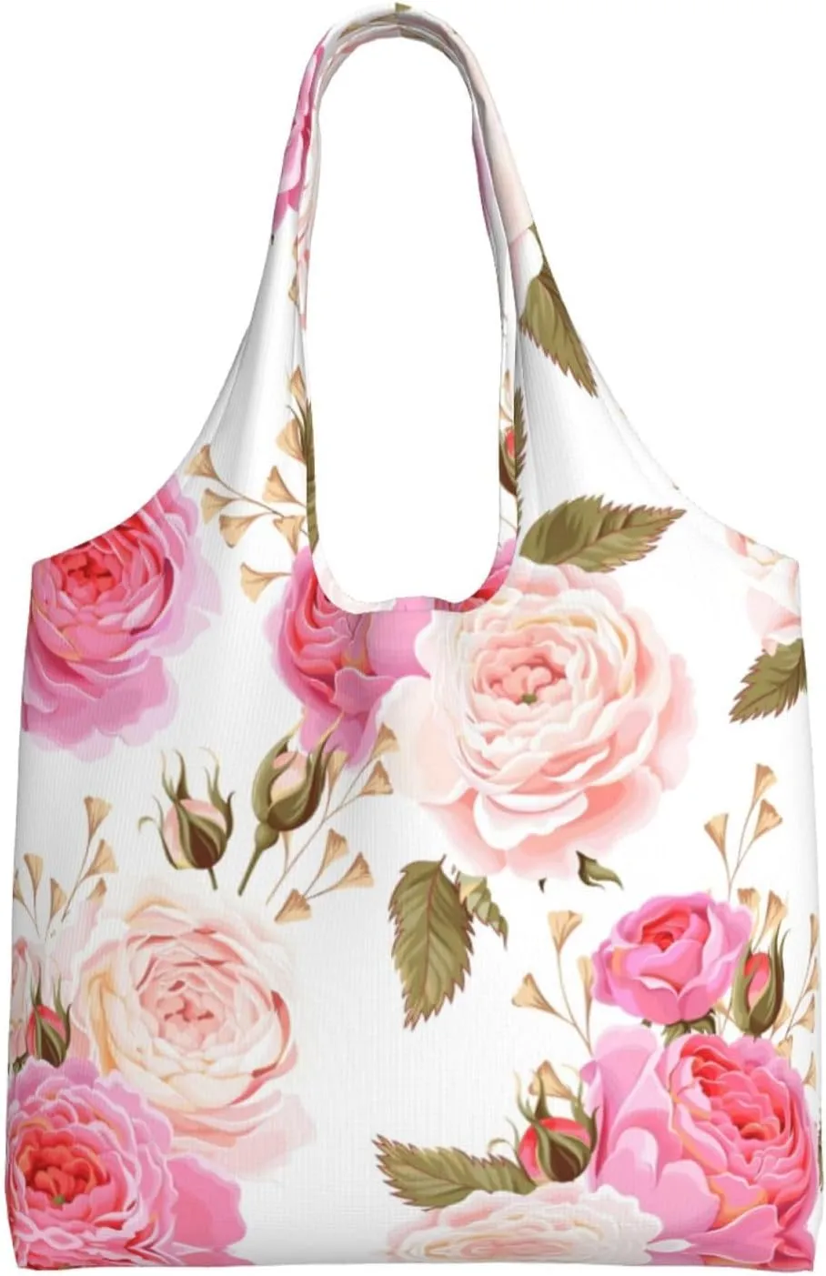 Flamingo Bird Round Leaves Canvas Bag Bag Handbag Eco-Friendly Reusable Groceryshopping Bags For Women Girls