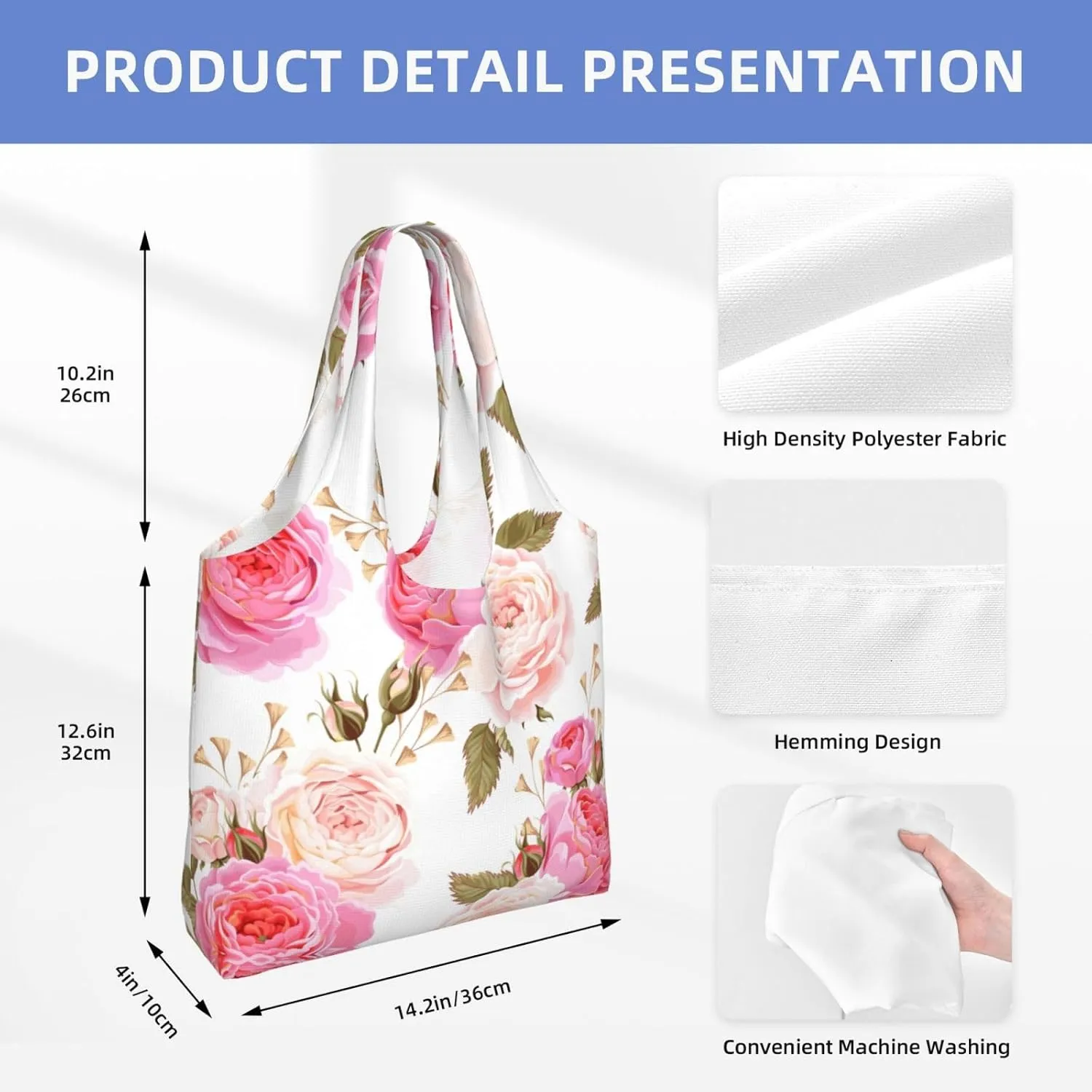 Flamingo Bird Round Leaves Canvas Bag Bag Handbag Eco-Friendly Reusable Groceryshopping Bags For Women Girls