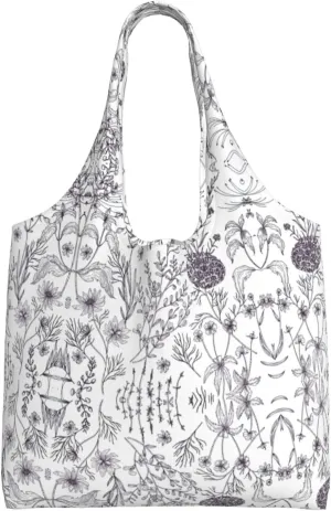 Flamingo Bird Round Leaves Canvas Bag Bag Handbag Eco-Friendly Reusable Groceryshopping Bags For Women Girls