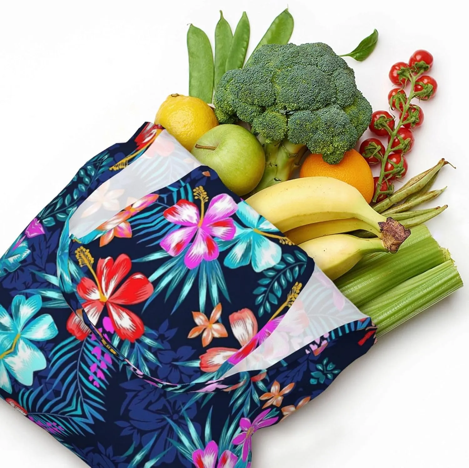 Flamingo Bird Round Leaves Canvas Bag Bag Handbag Eco-Friendly Reusable Groceryshopping Bags For Women Girls