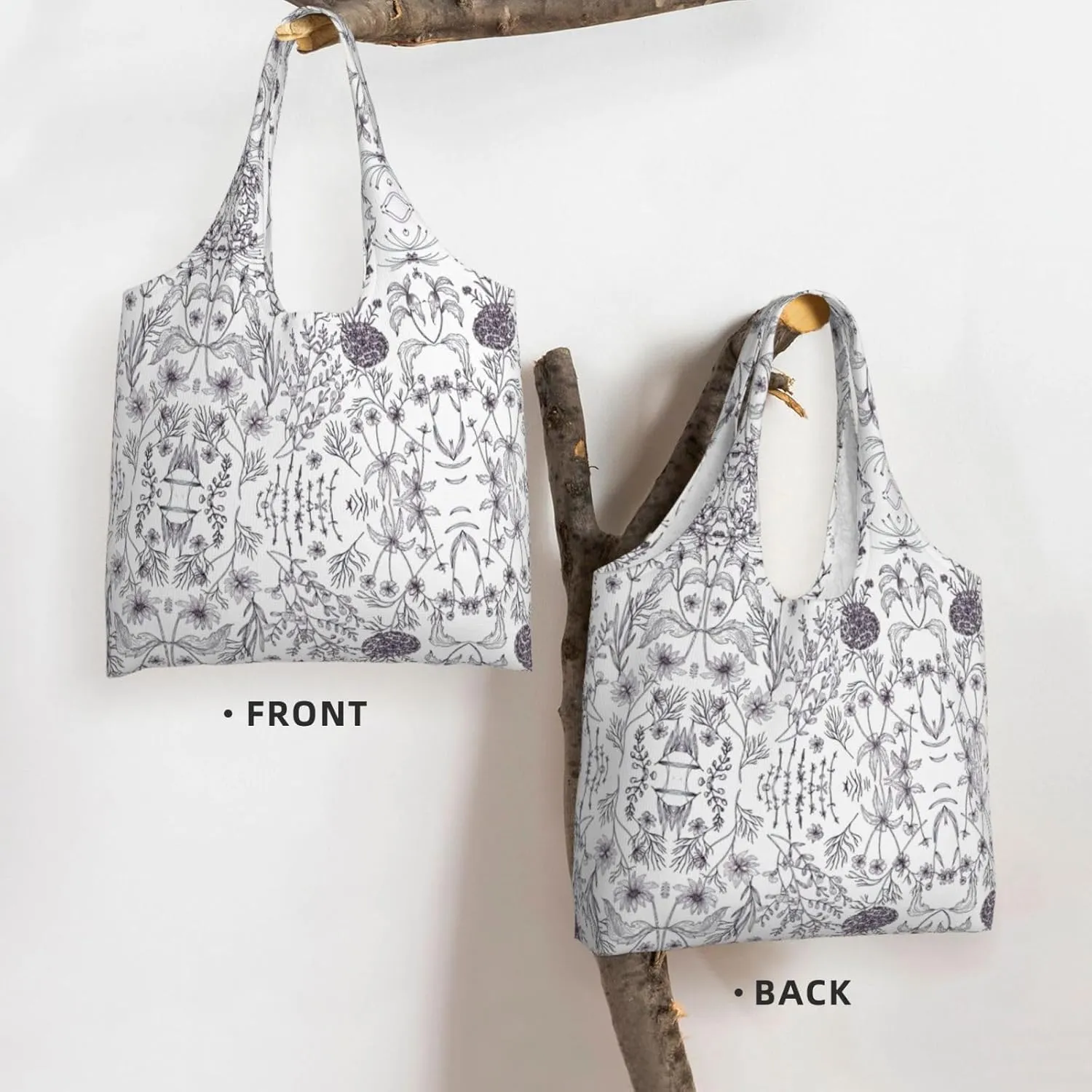 Flamingo Bird Round Leaves Canvas Bag Bag Handbag Eco-Friendly Reusable Groceryshopping Bags For Women Girls