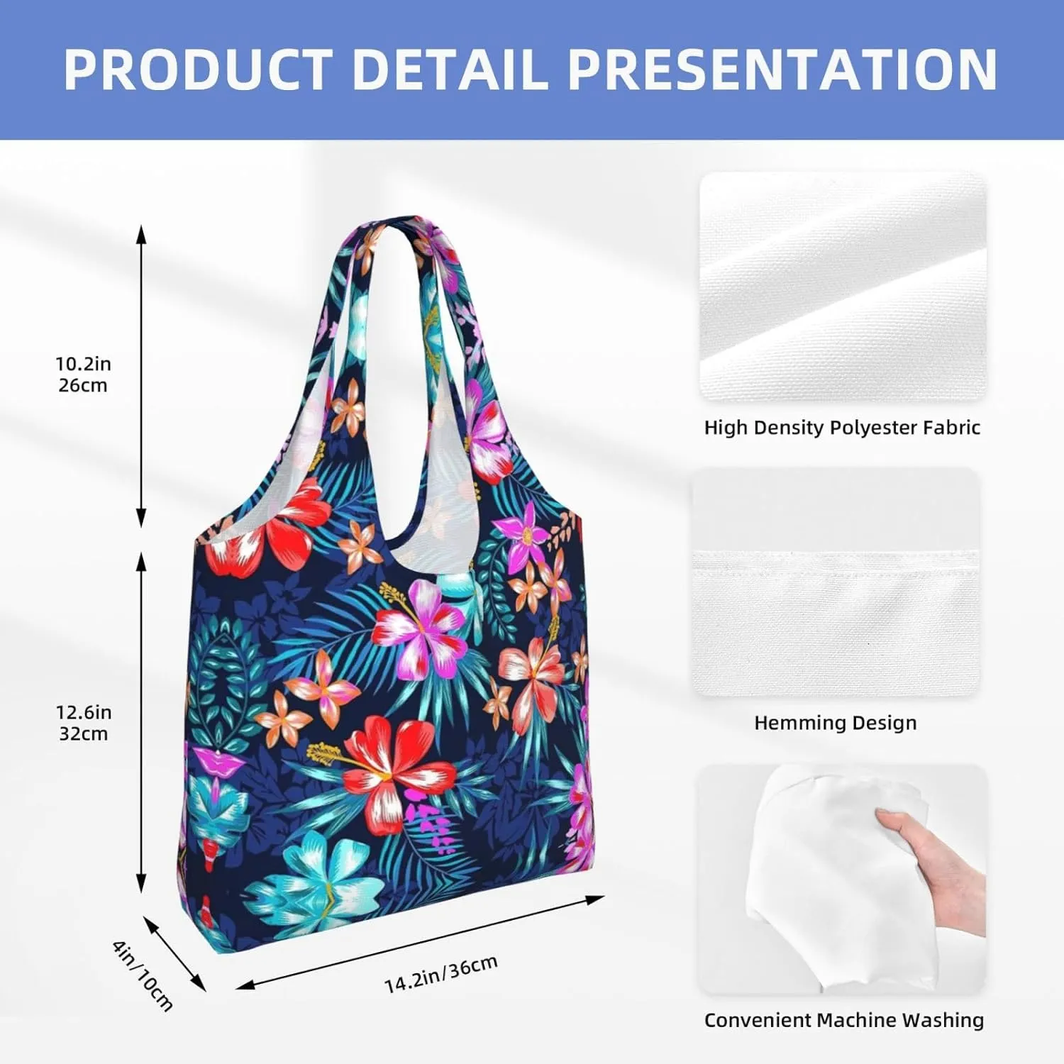 Flamingo Bird Round Leaves Canvas Bag Bag Handbag Eco-Friendly Reusable Groceryshopping Bags For Women Girls