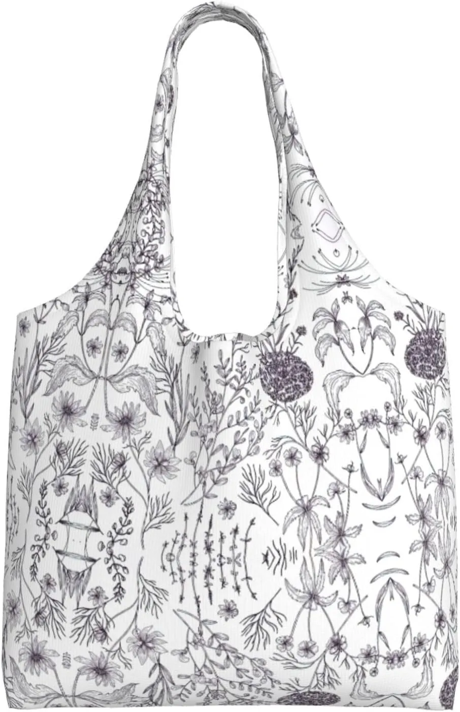 Flamingo Bird Round Leaves Canvas Bag Bag Handbag Eco-Friendly Reusable Groceryshopping Bags For Women Girls