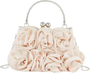 Floral Clutch Purses for Women Elegant Stain Evening Bag Top Handle Crossbody Handbag for Wedding Party Prom