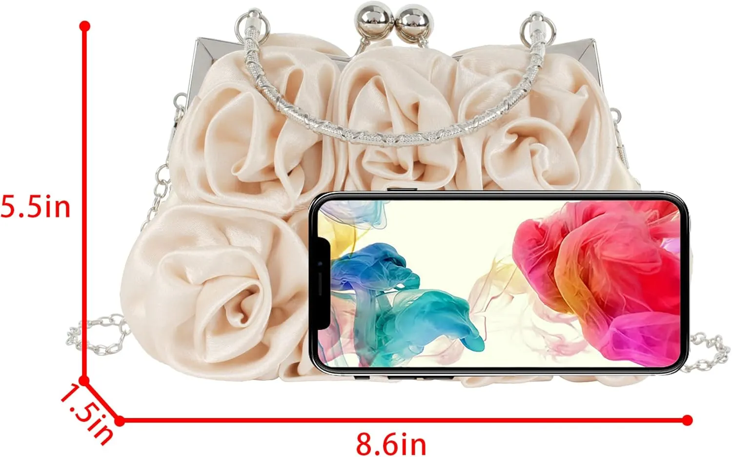 Floral Clutch Purses for Women Elegant Stain Evening Bag Top Handle Crossbody Handbag for Wedding Party Prom