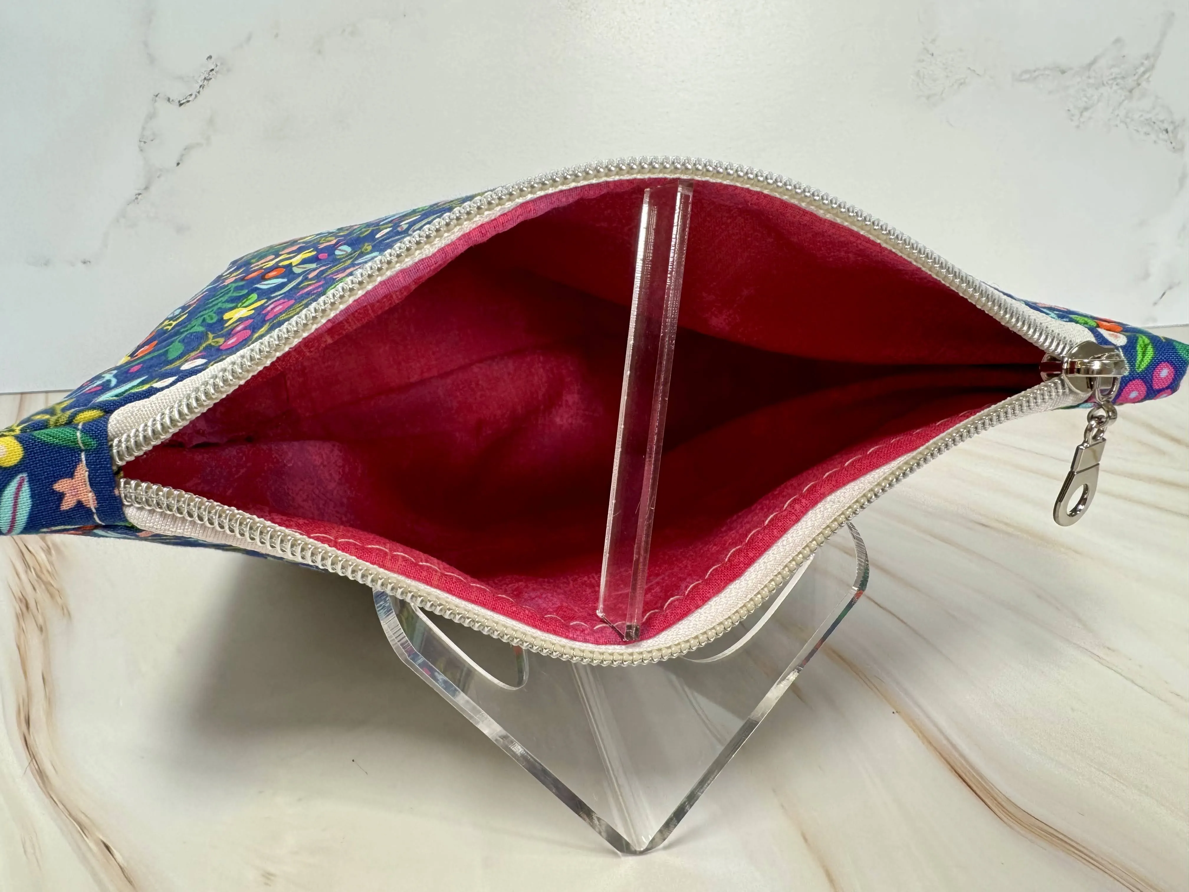 Floral Escape Makeup Pouch with Pink Interior